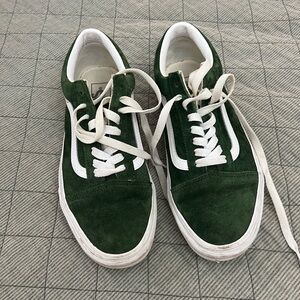 Green and White Suede Vans